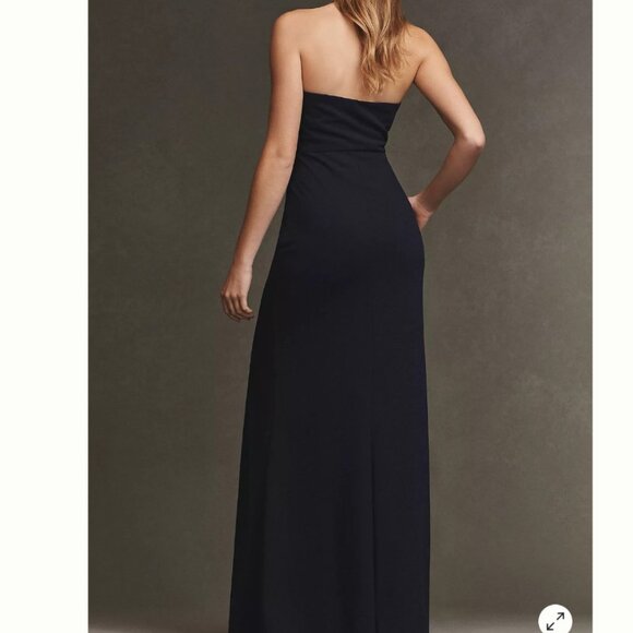 BHLDN Adalynn Strapless Stretch Crepe Navy‎ Gown Maxi Dress Size L NEW WITH TAG - Picture 3 of 10